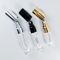 Flacon pulvérisateur de parfum en verre transparent rond de 10 ml avec bouchon argenté à vis, pompe à brume, petit format voyage, vente en gros