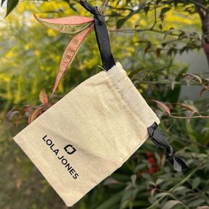 Organic Cotton Customizable Biodegradable Drawstring Dust <b>Bag</b> for Packaging and Gift Use with Ribbon <b>Strings</b> and Stickers - Product Image 4