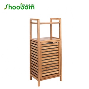 Étagère en bambou avec <span class=keywords><strong>panier</strong></span> à linge et sacs coulissants amovibles N Étagère Organisateur de linge en bambou - Product Image 3