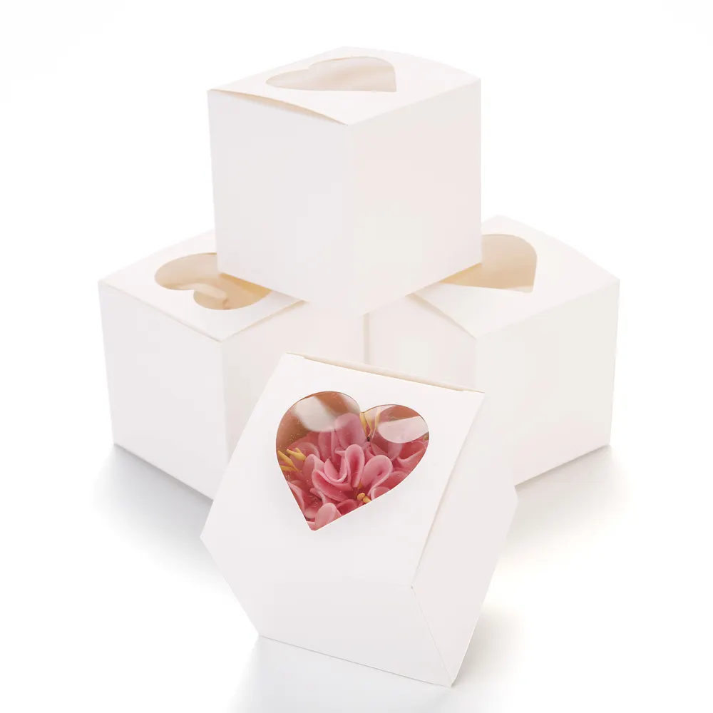 Contenitori per Cupcake in carta vuota da 6 cm 7.5 cm, scatola trasparente per finestre in PVC,