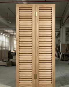 Puerta de Madera Maciza con Rejillas, Apertura Lateral Interior, Diseño Moderno Minimalista sin Acabado, para Armario de Dormitorio - Product Image 1