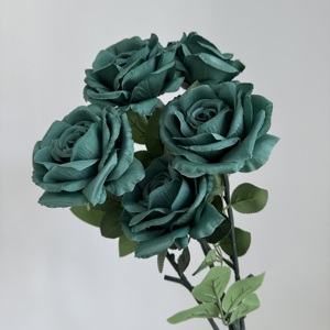 CM-DC086 Dalian Chermy Nuovo Stile Fiori Artificiali Rose in Seta Verde Smeraldo Vendita all'Ingrosso - Product Image 4