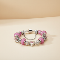 Nouvelle arrivée Designer perles faisant ruban rose Brest sensibilisation au cancer inspiré Accent dame bijoux attirail Bracelet