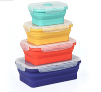 ODM/OEM Boîte à bento en silicone sans BPA Conteneur de stockage des aliments pliable multi-taille Boîte à lunch pliable réutilisable Couvercle PP Travail Bébé