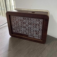 Tirelire en bois artisanale à faire soi-même avec compteur à stylo marqueur – Défi de économie d'argent, cadeau pour enfants et adultes