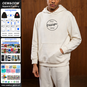 Sweat à capuche pour homme blanc cassé, coupe décontractée, 100 % coton 380 g/m², anti-rétrécissement, avec impression personnalisée en relief, idéal pour l'entraînement - Product Image 1