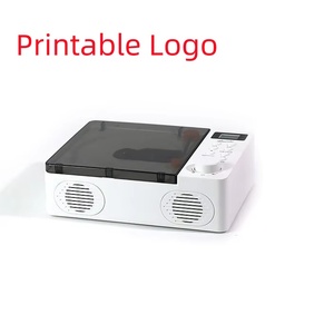Mini tourne-disque vintage style lecteur CD, radio FM BT, USB, MP3, système stéréo portable pour la maison, bureau, coffret cadeau - Product Image 1