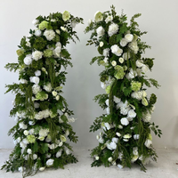 Arche de fleurs artificielles en soie roses blanches et verdoyantes pour décoration de mariage, support floral pour toile de fond de fête