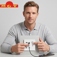 Prise murale multifonction MF 13A avec interrupteur, prise universelle, voyant néon, USB-A et Type C