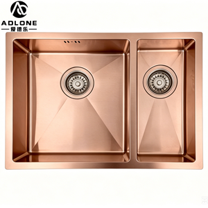 ADLONE dubbele spoelbak keukenkraan met geborsteld oppervlak, 304 roestvrij staal, modern design, handgemaakt, lage prijs, afvoeraccessoire - Product Image 1