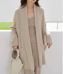 NARI Custom Women's Custom Autumn Winter Luxury Soft Wool Belted <strong>Full</strong> <strong>Length</strong> Computer Knitted Sweater <strong>Cardigan</strong> Robe <strong>Cardigan</strong> - Product Image 3