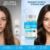 Gummies de Collagène Beauté Cheveux Peau Ongles, Vitamines Éclaircissantes pour la Peau, Gummies de Collagène Biotine en Forme d'Ours pour la Perte de Cheveux et la Repousse des Cheveux