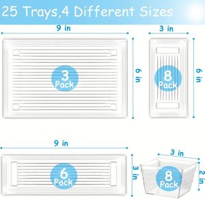 7/16/25pcs Rectangle Clear Eco-Friendly <b>Drawer</b> Organizers Set Multifunctional <b>Storage</b> Bins <b>for</b> Makeup/Jewelries/Bedroom/Office - Product Image 3