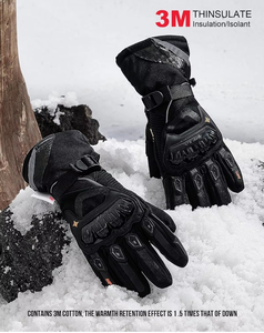 Gants d'hiver pour <span class=keywords><strong>moto</strong></span> et vélo à doigts entiers, protection CE niveau 1KP, rembourrage thermique, matériau PU imperméable et coupe-vent - Product Image 1