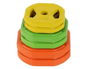 1.25KG 2.5KG 5KG Wholesale Gym Fitness Colored Square Two Grip Cast Iron Rubber Bumper Weight Plates