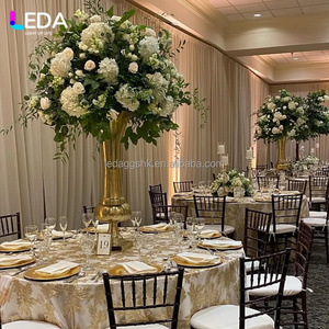 Jarrón Alto Dorado Estilo Indio LEDA, Centro de Mesa para Bodas, Soporte de Metal de Lujo para Flores, Decoración de Mesa para Eventos y Fiestas - Product Image 6
