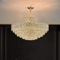 Lampes suspendues Lustres de décoration de maison modernes pour Table Lustre en cristal de luxe moderne pour bâtiment duplex Salon Salle à manger