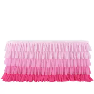 Wholesale Cheap Chiffon Tablecloth Washable Table Skirt Cloth Tulle Table Skirting For Wedding Party Decoration