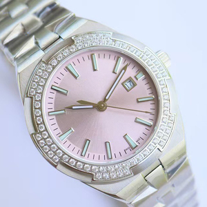 Pink Dial Stainless Steel Bracelet Womens Wristwatch Diamond Bezel Automatic Mechanical Date Luminous Reloj Mujer 2026 Trending - Product Image 1