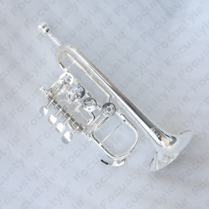 <span class=keywords><strong>Trompeta</strong></span> Piccolo Profesional FTR-480L/S de 4 Válvulas Rotatorias, Diseño Alemán, Instrumento de Alto Rendimiento, Dorado/Plateado - Product Image 5