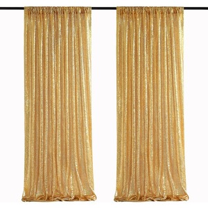Gouden Pailletten Achtergrond Gordijn Feest Podium 2-delige Set, 2ftx8ft Bruiloft Achtergrondgordijn - Product Image 2