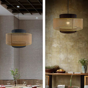 Kap lampu tenun bambu seni rotan, lampu gantung buatan tangan - Product Image 3