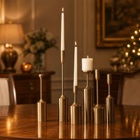 Ensemble de 6 bougeoirs en métal de luxe léger, style européen moderne, pour table de dessert de mariage, table basse, décoration de maison