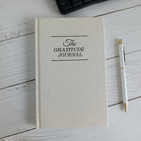 Vente en gros, toile de lin personnalisée, couverture rigide, reliure parfaite, planificateur classique heureux, calendrier de remerciement, de prière, Journal de bien-être