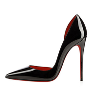 Chaussures à talons hauts de luxe pour femmes et dames, style escarpins et sandales, à enfiler, à talon aiguille fin, noires avec semelle rouge, pour mariée, vente en gros