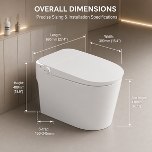 <span class=keywords><strong>WC</strong></span> intelligent sans réservoir MWD Zero Water Pressure avec ouverture automatique du couvercle par radar, capteur de pied, chauffage instantané, bidet intégré – Vente en gros usine OEM - Product Image 3