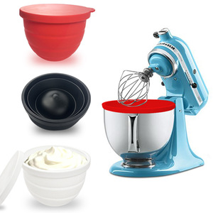 Revêtement de bol en silicone pour batteur KitchenAid 5 litres, fixation pour tête inclinable, rouge, noir, blanc, lot de 3 - Product Image 1