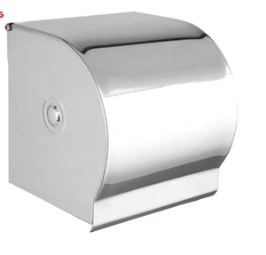 Porte-papier toilette mural moderne en acier inoxydable poli, distributeur de papier toilette rectangulaire pour salle de bain, design minimaliste - Product Image 3