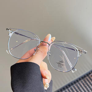 Nouvelle monture de lunettes demi-cerclée avec verres larges anti-lumière bleue, style coréen unisexe, rivets irréguliers à pois Q2 1006 - Product Image 1