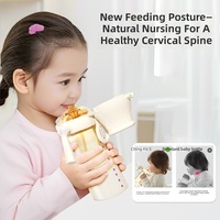 Bouteille de lait pour bébé en PPSU sans BPA, avec paille, motif animal de dessin animé, matériau en silicone, pour bébé de 0 à 12 mois