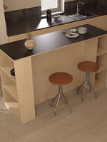 Mesa de Comedor Multifuncional Personalizable de Abedul para Salón, Estilo Moderno Minimalista, con Panel de Tablero Oceánico y Diseño Long Island