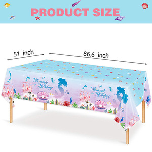 Mermaid Birthday Party Tablecloth Decoration for Underwater <b>Princess</b>-themed Baby Parties and Children's Birthday Supplies - Product Image 2