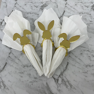 ที่ใส่ผ้าเช็ดปากอะคริลิกกระจกสีทองรูปกระต่ายอีสเตอร์ที่ตั้งโต๊ะ - Product Image 3