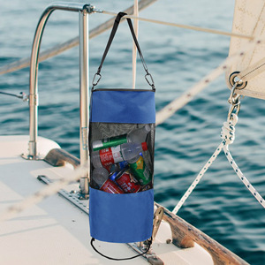 Sac de rangement en maille pour l'extérieur, tissu Oxford 600D bleu et noir, filet à déchets suspendu pour bateau et kayak - Product Image 1