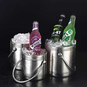 Contenedor de cubitos de hielo redondos portátiles de acero inoxidable de 1L de nuevo diseño, Cubo de vino, cubo de hielo aislado de doble pared con tapa - Product Image 4