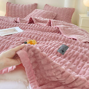 Factory Wholesale Super Soft <b>Flannel</b> Blanket Winter Thick Woven Throw for Home <b>Bedding</b> Sofa Office with Wide Stripe Design - Product Image 2