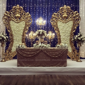 Luxury Carved Classical Mirror <b>Frame</b> Backdrop Panels with Floral Decor Royal <b>Wedding</b> Stage Setup for Indian Destination <b>Weddings</b> - Product Image 1