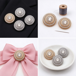 Multi Layer Crystal Rhinestone Round Zinc Alloy Metal Shank <b>Buttons</b> Gold Silver Tone Decorative <b>Buttons</b> For Overcoat <b>Suit</b> Dress - Product Image 3