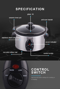 Cuisinières à mijoter et appareils sous vide CB Electric, Crockpot original en acier inoxydable poli, mini-cuisinière à mijoter ovale manuelle de 1,5 L avec <span class=keywords><strong>pot</strong></span> en céramique - Product Image 4