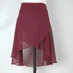 Haute qualité prix usine danse formation longue modeste rouge maille tissu wrap ballet jupe en vrac