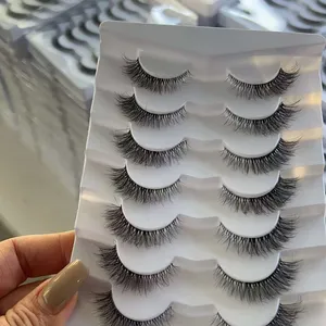 Free Sample Vegan Lashes 3d 5d Silk Lashes Handmade Full Strip False Eyelashes