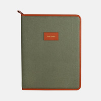Carpeta de Piel Sintética Importada con Textura de Lona y Cierre de Cremallera para Documentos y Currículums