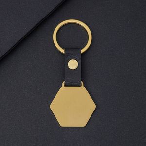 Genuine Blank Hexagon Stainless Steel Leather <b>Custom</b> Laser Engraved <b>Keychain</b> - Product Image 4
