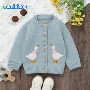 2024 Mimixiong Cardigan Lavorato a Maglia per Neonati con Ricamo a Forma di Anatra, Abbigliamento Boutique - Product Image 6