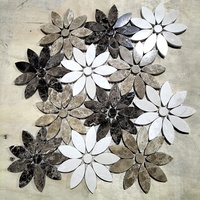 Carrelage mural de cuisine pour salle de bain Fleur de marguerite décorative Art Mosaïque de marbre Carrelage à motif irrégulier pour mur et sol Carrelage