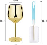 Verres à vin dorés incassables et durables de 550 ml – Gobelets populaires en acier inoxydable pour le voyage ou le camping
